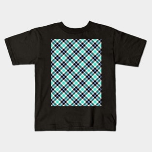 Green And Blue Plaid Kids T-Shirt